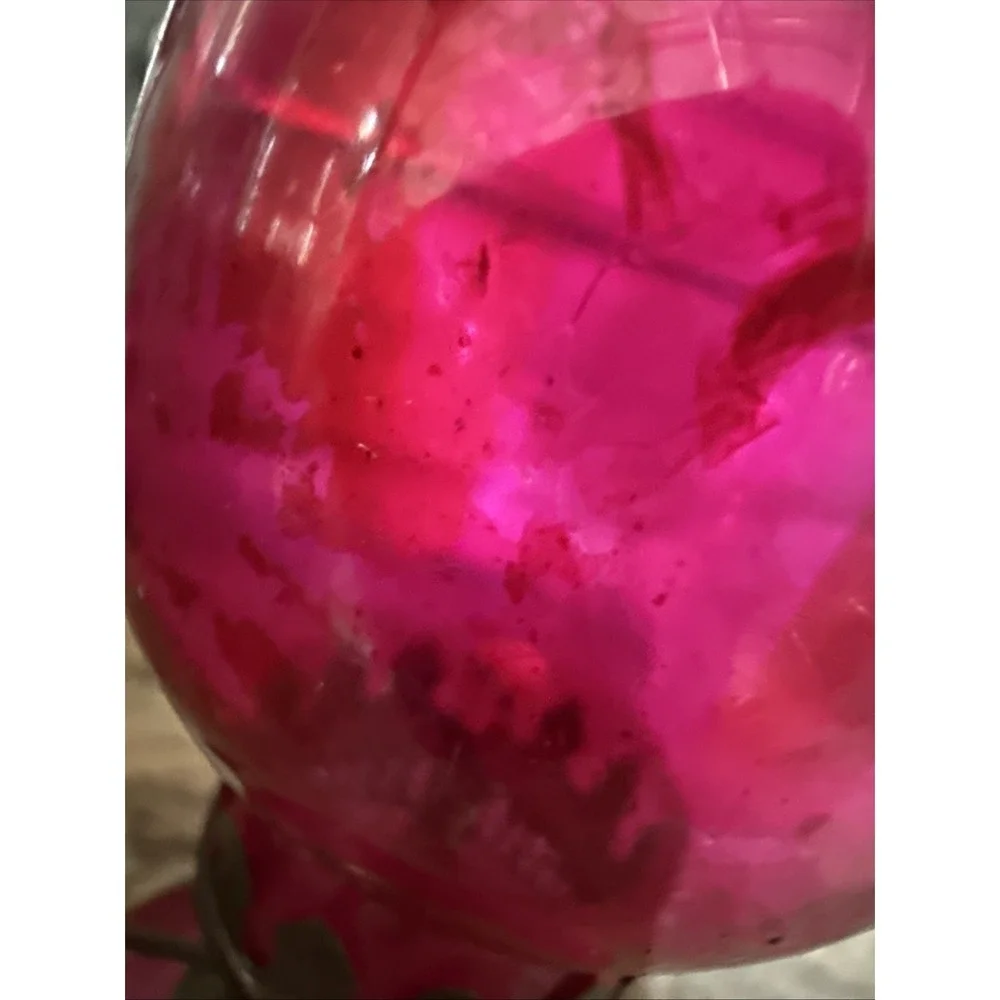 Vintage Red Glass Oil Lamp with Ruffle top 10.5